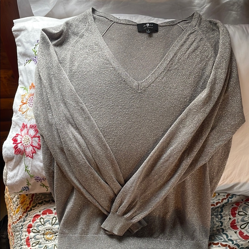 Silver  V-Neck Sweater